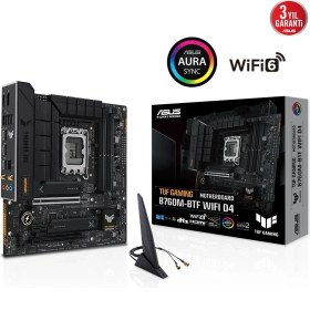 Resim Asus TUF GAMING B760M-BTF WIFI D4 5333 M.2 HDMI DP 1700p mATX 