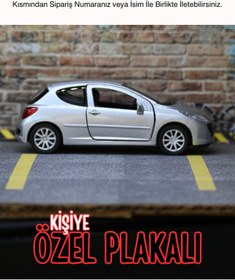 Resim bebeym peugeot 207 oyuncak araba - peugeot 207 metal araba - kişiye özel hediye - gri 