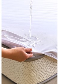 Resim Yatak Alezi Micro Kumaş Fitted Full Kenar Sıvı Geçirmez Yatak Koruyucu Beyaz 