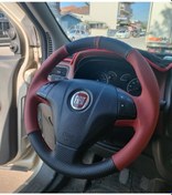 Resim Fiat Line Tuşlu Direksiyonlara Uyumlu Araca Özgü Dikmeli Direksiyon Kılıfı Kırmızı Karbon 2945460 