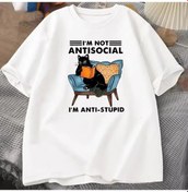 Resim Snapbuy Komik Kedi Okuma T-shirt - Kısa Kollu Bayan Giyim - Harajuku Moda1.2 V Kahverengi 