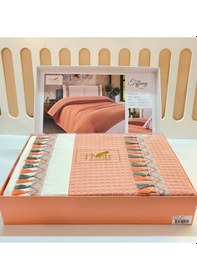 Resim Çift Kişilik 4 Parça Püsküllü Havuz Pike Takımı Kayısı Rengi 