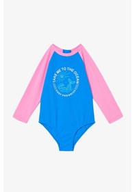 Resim Penti Açık Pembe Kız Çocuk Ocean UV Korumalı Uzun Kollu Mayo 