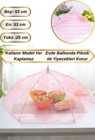 Resim Hane Dostu 53 cm Şemsiye Model Katlanabilir Yiyecek Koruyuyu Cibinlik | Sineklik 