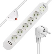 Resim VEA VA-21562 5'li 3xUSB'li 1.5 Metre Beyaz Akım Korumalı Priz 
