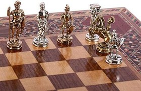 Resim GiftHome Metal Roma Satranç Takımı Küçük Boy Parlak ve El Yapımı Masif Ahşap Sandıklı Satranç Tahtası 