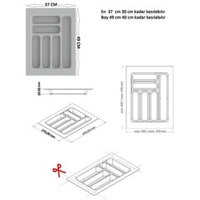 Resim Çekmece I Çi Kaşıklık Ve Kepçelik Düzenleyici Gri 37x49 Cm 30x40 Cm Kadar Kesilebilir Gri 