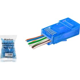 Resim Marsilyan Cat6 Ez RJ45 Konnektör - 100 Adet Mavi / Ekonomik Poşet Paket ND2412 