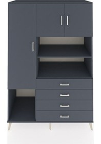 Resim Kronos Dolap 7 Raflı 4 Çekmeceli 3 Kapaklı 132x59x195 Antrasit-antrasit/antrasit Antrasıt/antrasıt 