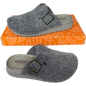 Resim Jasmine Gri keçe kumaş comfort ortopedik erkek kışlık içeri terlik 