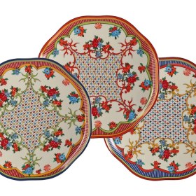 Resim LuckyArt Lucky Art Fiora Bone 27 cm 6'lı Tabak Seti 