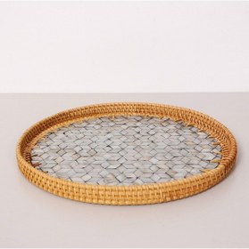 Resim Abstract 35x3 Cm Sedefli Rattan Tepsi & Duvar Dekoru Mix 