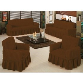 Resim Altın Kelebek Bürümcük Koltuk Örtüsü Maxi Takım (3+3+1+1)-Kahve 