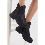 Resim Casso Kaymaz Ortopedik Taban Fermuarlı Kısa Boy Içi Yünlü Su Geçirmez Kadın Siyah Kar Botu 