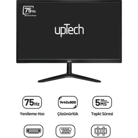 Resim Uptech 19" LED Monitör 75Hz 5ms HDMI VGA Geniş Ekran Bilgisayar Monitörü 