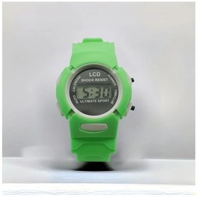 Resim Gaojunshop01 Yeşil Unisex Dijital Spor Saati Lcd Ekran 1181.1inch Darbe Dirençli 24s Kronometre Çift Zaman Diğer 