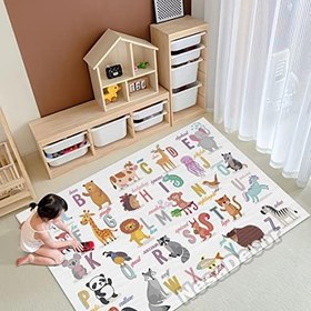 Resim Renkli Orman Oyun Halısı Modern Oyun Halısı Alfabe Halısı Çocuk Oyun Matı Oyun Paspası (100 x 150 cm) 
