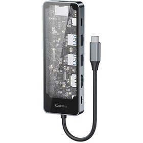 Resim Recci RH17 Type-C to Type-C PD100W + USB3.0 + HDMI + Type-C + RJ45 Bağlantılı 6in1 Hub - Gri 