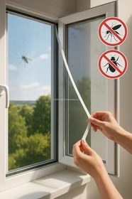 Resim Tek Kanat Pratik Sineklik, 0.75 m x 1.25 m Tül, Kapı & Pencere Uyumlu, 4 m Yapıştırma Bantlı (4 Adet) 