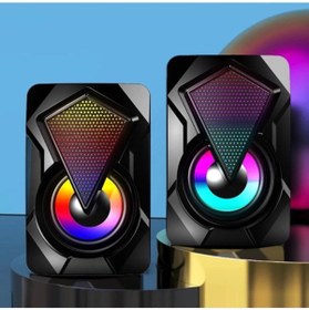 Resim Talon Bilgisayar Hoparlörü Led Işıklı Rgb Laptop Pc Uyumlu 1+1 Speaker 