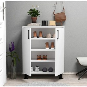 Resim 2çift Ayakkabı 2 Kapaklı 4 Raflı Ayakkabılık , Hol , Mutfak Dolabı , Yatak Odası , Çok Amaçlı Dolap Beyaz 