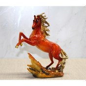 Resim Polyester Gold Detaylı Şahlanmış At Figürü 