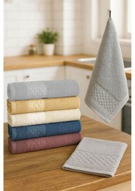 Resim 6'lı Mutfak Havlusu Seti 30x50 Cm %100 Pamuklu Wendy Çok Renkli 