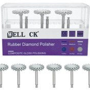 Resim 6 Adet/takım Wellck Diş Kauçuk Parlatıcı Kompozit Reçine Parlatma Elmas Sistemi Ra Disk Kiti 14mm Tekerlek Spiral Flex Fırça Burs Green 