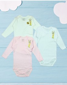 Resim Üçlü Uzun Kollu Kız Bebek Body Alttan Çıtçıtlı Zıbın 1-3 Yaş 001 