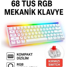 Resim 68 Tuş Red Switch Rgb Mekanik Oyuncu Klavyesi Hot Sbhghhhwapple, Renkli Aydınlatma Gaming Keyboard 