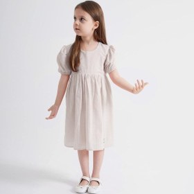 Resim Oliventhekid Kolları Ve Beli Lastikli Kız Çocuk Elbise Ekru Ekru 