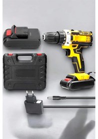 Resim 24 Parça Çift Bataryalı Şarjlı Matkap Seti 24w Motor Ve Otomatik Mil Kilitli Tasarım 