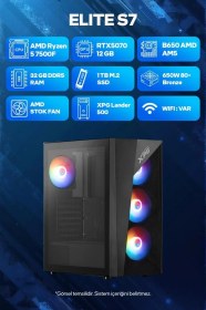 Resim Game Garaj Elite S7 R5-7500F 32 GB 1 TB SSD RTX5070 Free Dos Masaüstü Oyuncu Bilgisayarı 