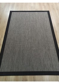 Resim Çam Halı Sisal 9715 Vizon / Siyah Bordürlü Jüt Sisal Kilim 