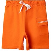 Resim Penye Kargo Cepli Şort Oranj 