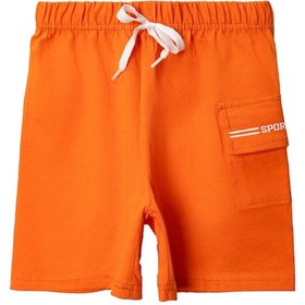 Resim Penye Kargo Cepli Şort Oranj 