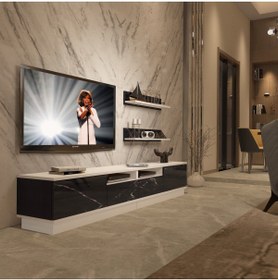 Resim Decoraktiv Trendstyle 220rs Slm Tv Ünitesi Tv Sehpası - Beyaz - Siyah 