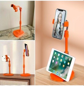 Resim Masa Üstü Tablet Ve Telefon Tutucu Plastik Aparat Turuncu Telefon Siyah 