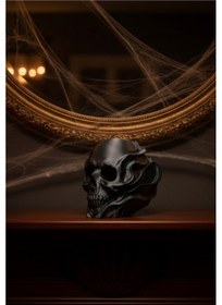 Resim Alevli Kafatası Heykel - Karanlık Ve Sanatsal Dekorasyon 