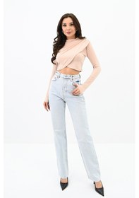 Resim Koza Butik Kadın Dik Yaka Drapeli Kapaklı Crop Bluz 1655-24 001 