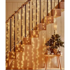 Resim Bi Dolu Mutluluk Dekoratif Saçak LED Işık Ip Perde Yılbaşı Süs LED 