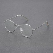 Resim 1 adet Vintage Yuvarlak Moda Gözlük - Paslanmaz Çelik Menteşeli Şeffaf Çerçeve, Hafif ve Dayanıklı, Günlük Giyim, Her Gün Gözlük, Minimalist Gözlük, Polikarbonik Lensler 