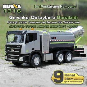 Resim Huına 1316 1/18 Rc Sis Püskürtme Kamyonu İş Makinesi Uzaktan Kumandalı Rc Model - 2.4ghz Gerçekçi Similasyon Ses Ve Işık Sistemi 