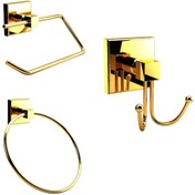 Resim Lüx 3 Parça Banyo Seti Pirinç Altın 