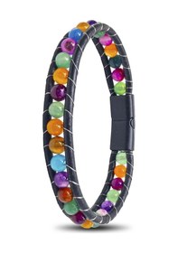 Resim Moncuk Design 6mm Çakra Akik Taşlı Deri Kordon Ve Çelik Bileklik 33512b2d6m5 Çok Renkli 