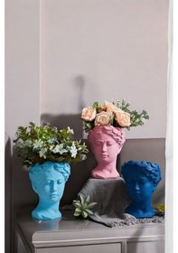 Resim Dekoratif Vazo Seti Obje Ev Dekorasyon Masa Üstü Dekor Vazo Seti Model 37 Açık Mavi Pembe Koyu Mavi Açık Mavi Pembe Koyu Mavi 