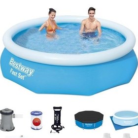 Resim Büyük Şişme Havuz Seti 305x66 cm Bw526 Çok Renkli 