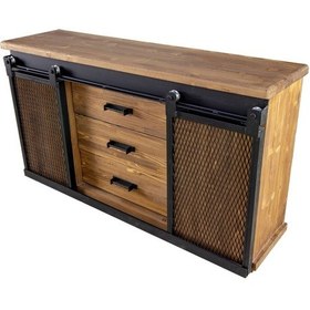 Resim Deryawood Doğal Masif Ahşap Çekmeceli Sürgülü Konsol 