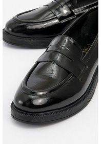 Resim Luvi Shoes Pline Siyah Rugan Hakiki Deri Kadın Loafer Ayakkabı Siyah Rugan 