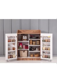 Resim Çok Amaçlı 165 Derece Açılan 2 Kapaklı Kısa Kiler Mutfak Dolabı 